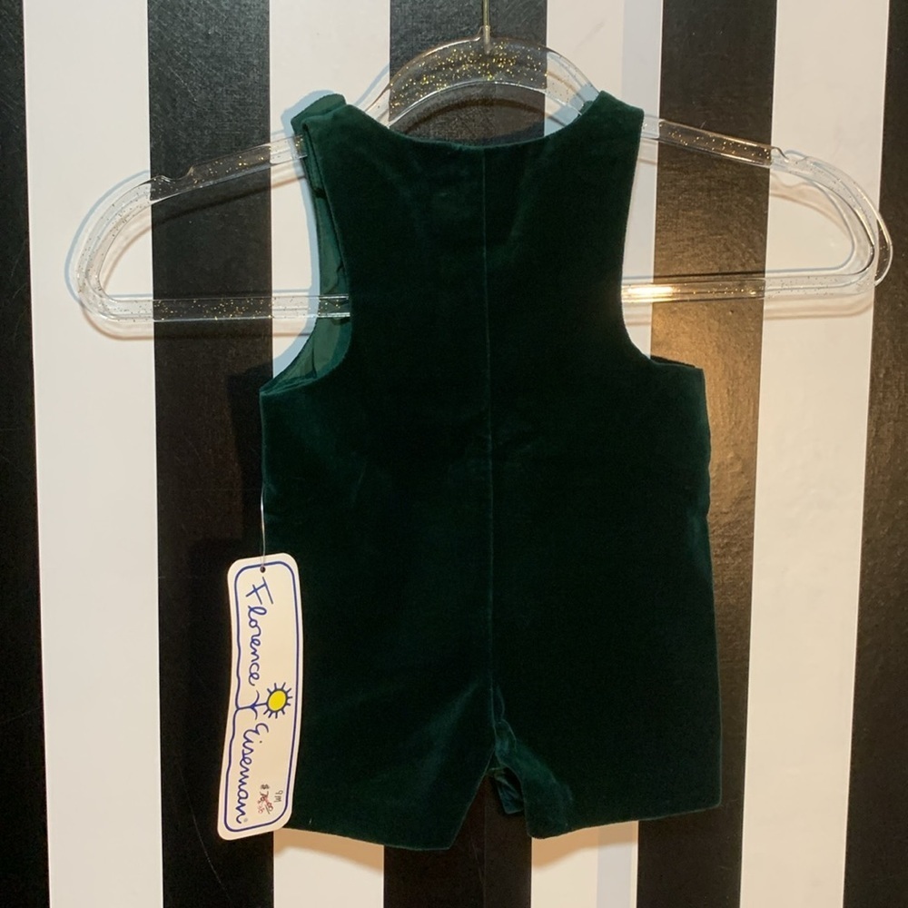 Vintage Dead Stock Green Velvet Holiday Outfit For Baby 6/9 Mo High End Boutique - Picture 8 of 15